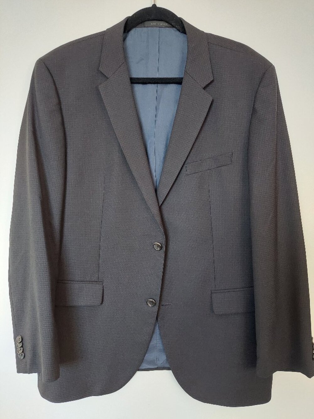 BOSS Men's 44R Gray Single-breasted Fitted Virgin Wool Blazer Charcoal Gray